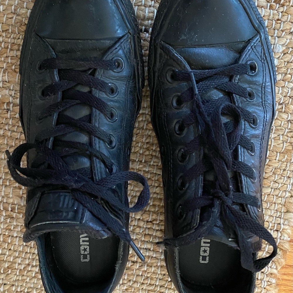 Converse Black Leather Sneakers, Sz 7.5